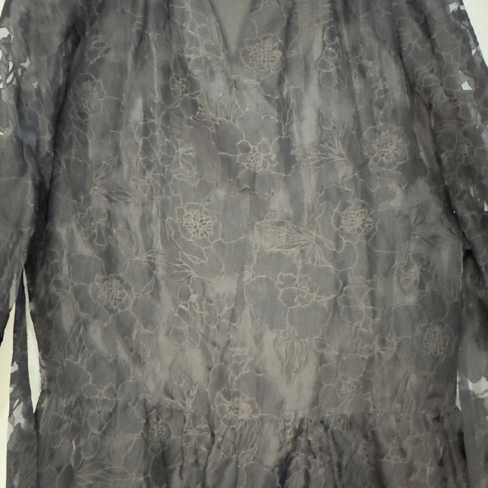 Jade Black Floral Appliqué V-Neck Blouse - Picture 5 of 6